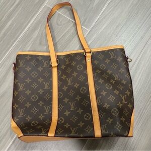 Canvas Shoulder Bag - Brown with Tan Trim in great condition